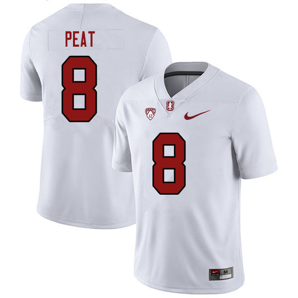 Men #8 Nathaniel Peat Stanford Cardinal College Football Jerseys Sale-White - Click Image to Close